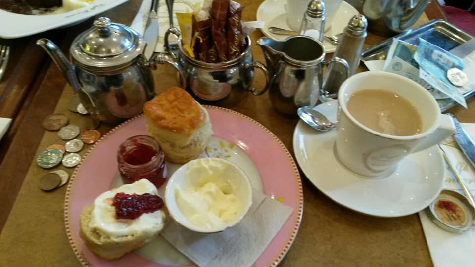 Afternoon tea and scones. Plus the soon to be redundant British pound